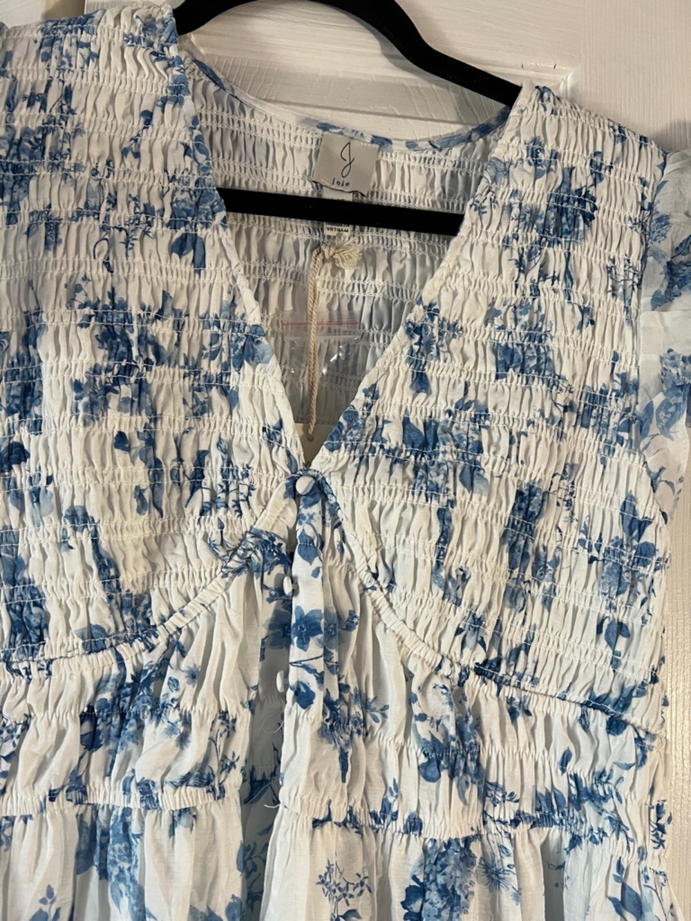 Joie White Maxi Dress with Blue Floral Print - Picture 7 of 12